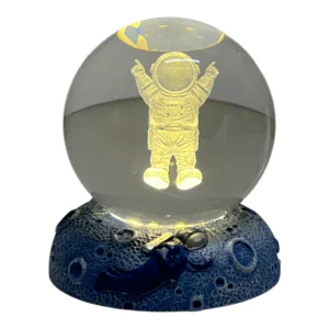 Kristal Cam Küre LED Işıklı Gece Lambası - Usb Kablolu ve Stantlı Dekoratif Hediyelik